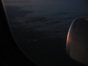 Sunrise barely visible over Great Britain
