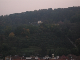 A mansion on the hill across the valley