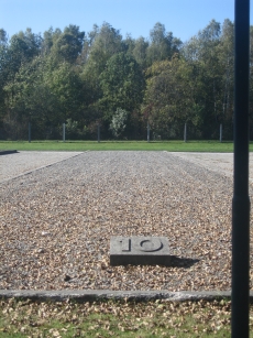 Where barrack #10 used to stand at the Dachau concentration camp