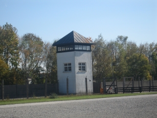 One of the eastern guard towers at the Dachau concentration camp